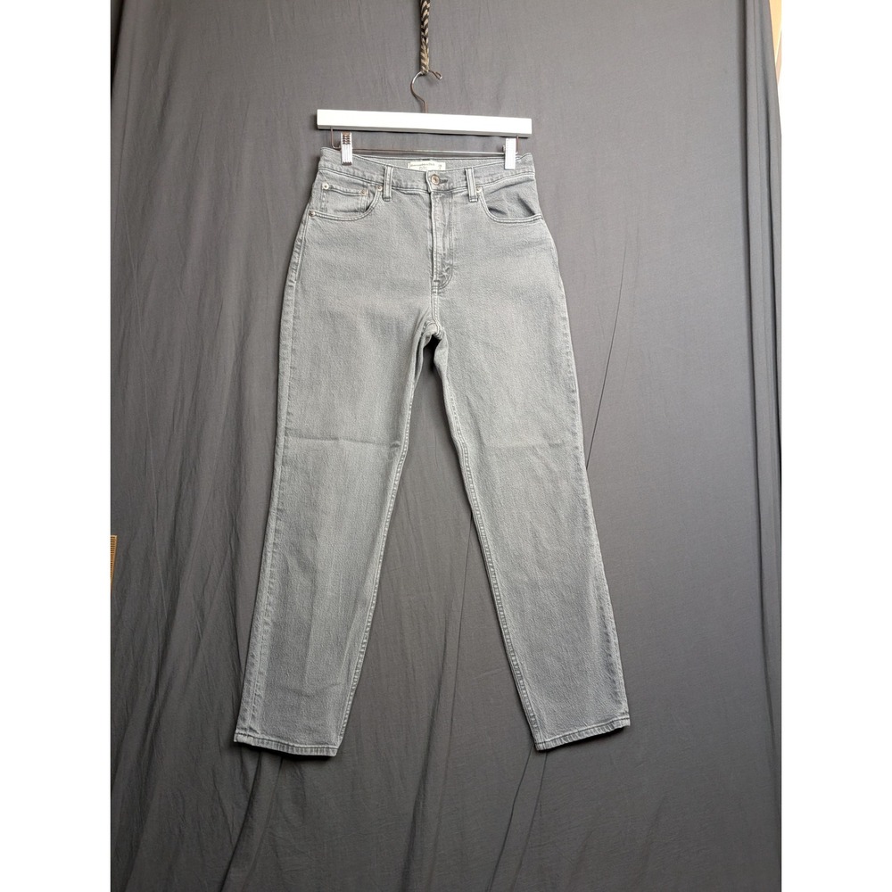 Abercrombie & Fitch The Mom High Rise Gray Straight Leg Jeans Size 26 2